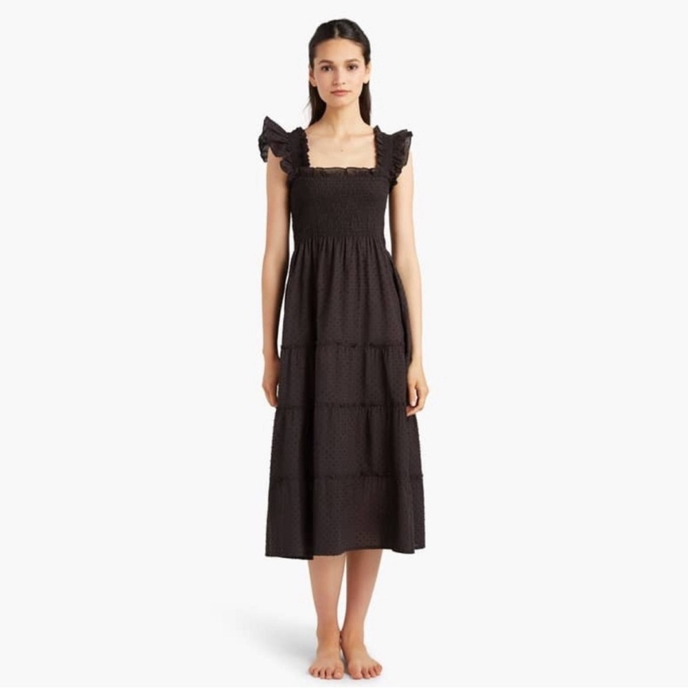 Hill House Ellie Nap Dress in Black Swiss Dot Size XS